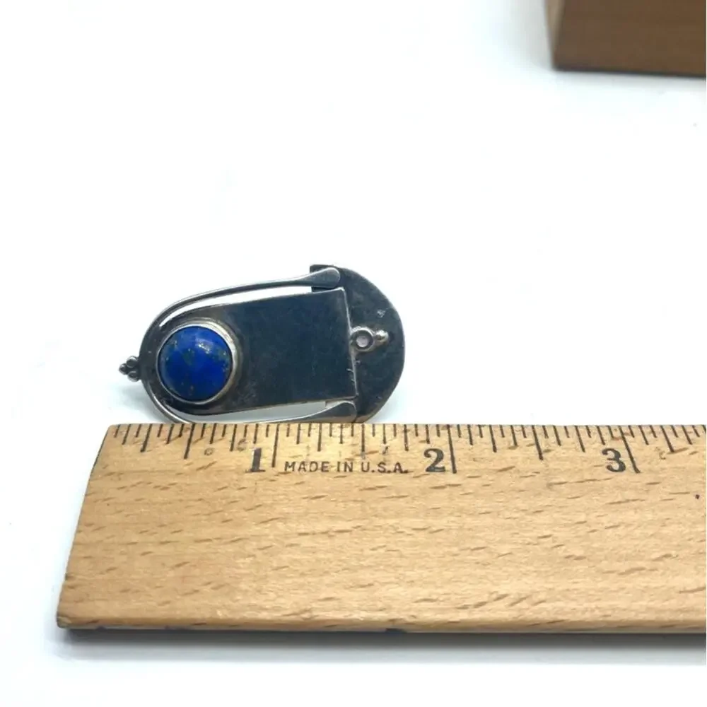 Modernist Sterling and Lapis Lazuli Katherine Palmer‎ pierced Earrings signed